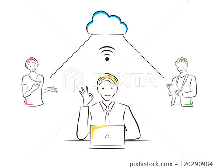 Business people networking and sharing data in the cloud 120290984