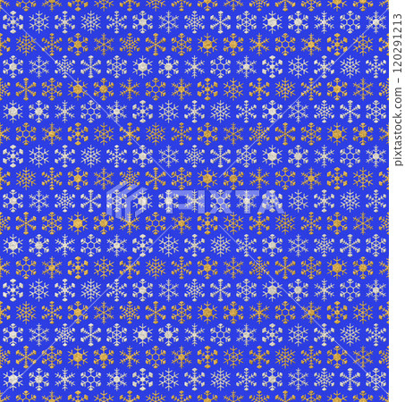 用彩色雪花繪製的冬季金銀無縫圖案 120291213