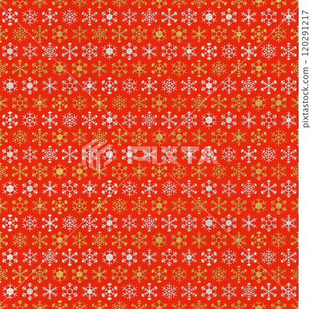用彩色雪花繪製的冬季金銀無縫圖案 120291217