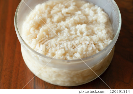 Homemade Shio Koji on a wooden table background Homemade Shio Koji on a wooden table background 120291514