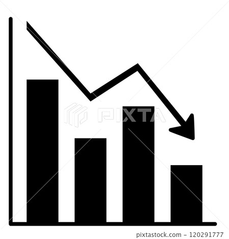 Downward sloping graph and falling bar graph Downward sloping graph and falling bar graph 120291777