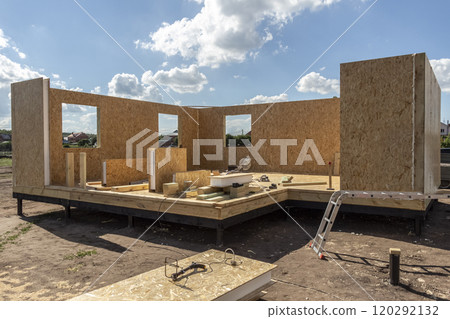 Construction of a wooden house Construction of a wooden house 120292132