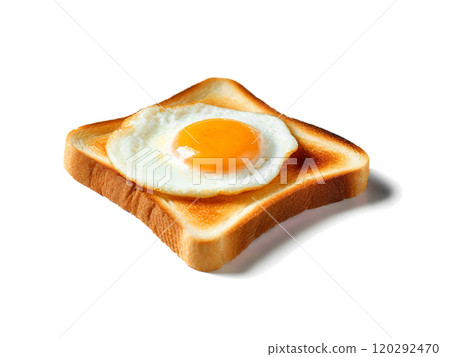 Toast with fried egg on white background Toast with fried egg on white background 120292470