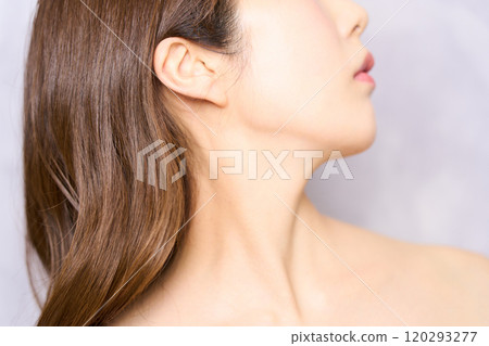 Fashion portrait of a young Japanese woman: Neck Fashion portrait of a young Japanese woman: Neck 120293277