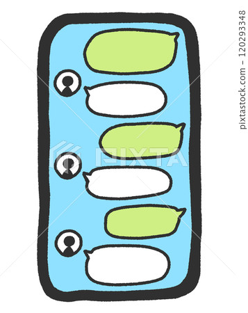 Hand-drawn smartphone chat screen messaging app 120293348