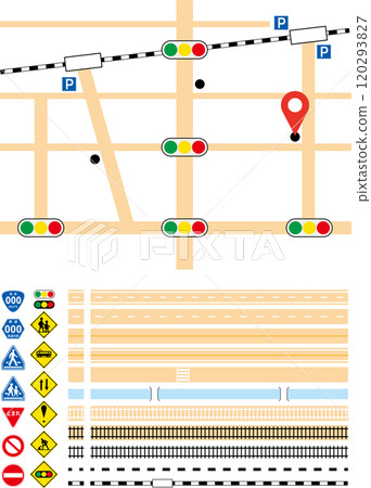 A set of tracks, roads, and signs that can be used to learn traffic rules, create maps, etc. A set of tracks, roads, and signs that can be used to learn traffic rules, create maps, etc. 120293827