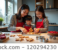 Parents and children cooking 120294230