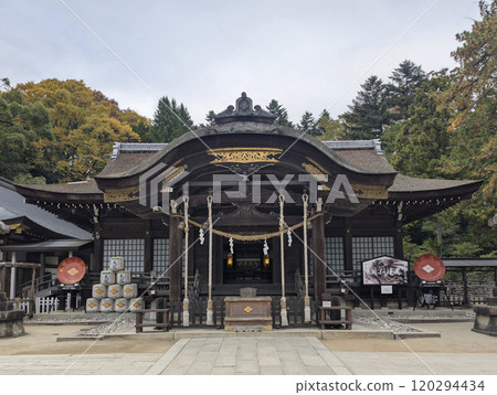 Takeda Shrine, worship hall, Kofu City, Yamanashi Prefecture Takeda Shrine, worship hall, Kofu City, Yamanashi Prefecture 120294434