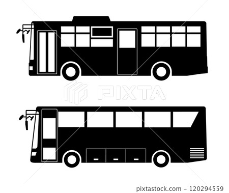 Local buses and tourist buses black and white silhouettes 120294559