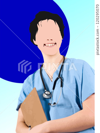 Young female doctor smiling holding clipboard illustration 120295070