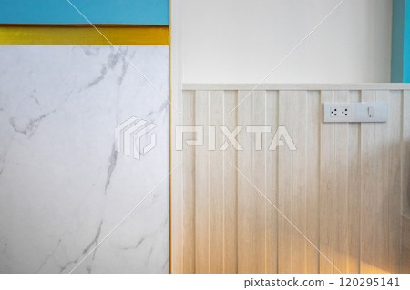 Elegant white and marble drawer, showcasing a luxurious and clean design. Perfect for modern interior decor and stylish home inspiration 120295141