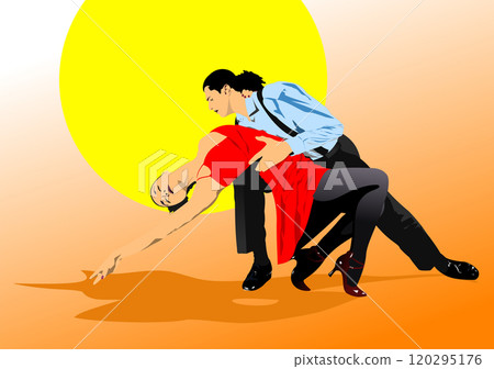 Ballroom dancers performing tango routine with dramatic pose Ballroom dancers performing tango routine with dramatic pose 120295176