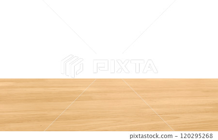 empty wooden table front view isolated on white background. 120295268