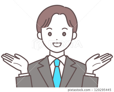 一個穿著西裝的男人微笑著伸出雙手 一個穿著西裝的男人微笑著伸出雙手 120295445