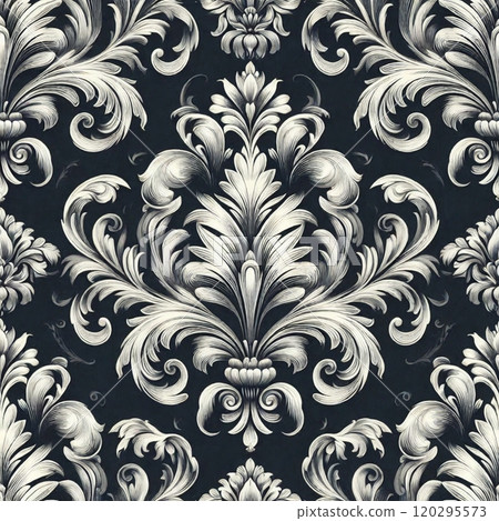 Classic monochrome design with damask pattern 120295573