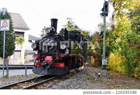 德國德勒斯登附近萊斯尼茨格倫德鐵路的邁耶窄軌蒸汽機車 德國德勒斯登附近萊斯尼茨格倫德鐵路的邁耶窄軌蒸汽機車 120295586