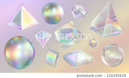Softly Glowing Holographic Prisms Creating a Surreal Modern Three Dimensional Ambiance 120295638