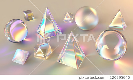 Softly Glowing Holographic Prisms Forming a Surreal Modern Three Dimensional Environment Softly Glowing Holographic Prisms Forming a Surreal Modern Three Dimensional Environment 120295640