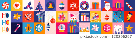 Vector geometric modern background for Merry Christmas and Happy New Year. Trendy seamless pattern. Vector geometric modern background for Merry Christmas and Happy New Year. Trendy seamless pattern. 120296297