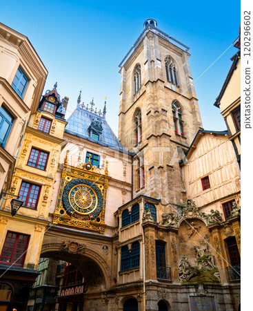 The Gros-Horloge, Great-Clock is a fourteenth-century astronomical clock in Rouen, Normandy, France 120296602