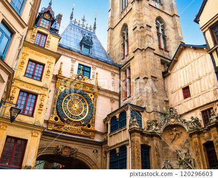 The Gros-Horloge, Great-Clock is a fourteenth-century astronomical clock in Rouen, Normandy, France The Gros-Horloge, Great-Clock is a fourteenth-century astronomical clock in Rouen, Normandy, France 120296603