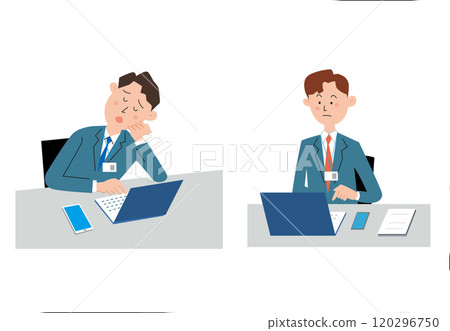 推銷員在辦公桌上使用電腦 推銷員在辦公桌上使用電腦 120296750