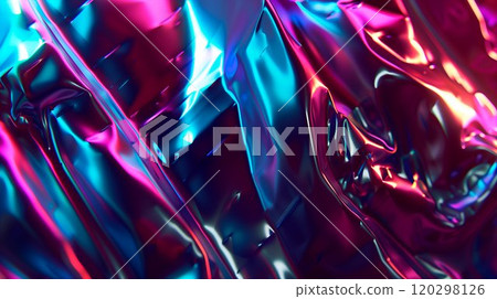 Luminous metallic creases in vivid cyberpunk colors 120298126