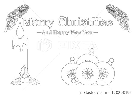 Christmas Coloring Page with Candle and Ornaments Christmas Coloring Page with Candle and Ornaments 120298195