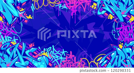Cool Abstract Colorful Urban Street Art Graffiti Style Vector Illustration Background Template 120298331