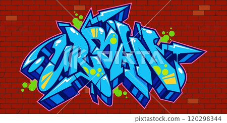 Cool Hip Hop Abstract Word Urban Graffiti Style Font Lettering Vector Illustration Template Art 120298344