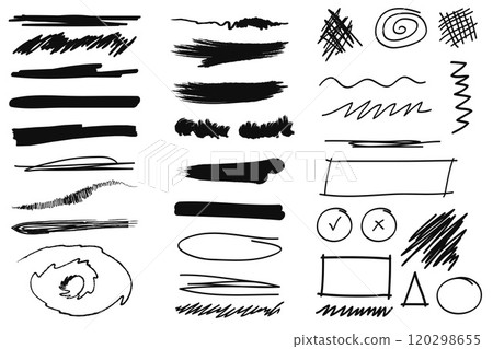 Black marker scribble collection.Hand-drawn vector illustration Black marker scribble collection.Hand-drawn vector illustration 120298655