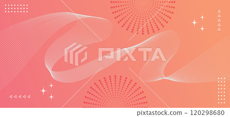Abstract background with waves for banner on gradient red background. Vector background with wavy lines gradient red. Vector 120298680