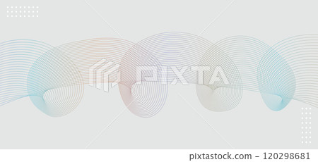 Undulate gradient multicolor lines with blend effect. Twisted Ribbon background, frequency soundwave curve , Technology geometric data science illustration. Isolated wave circular on gray background. 120298681