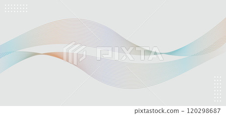 Undulate gradient multicolor lines with blend effect. Twisted Ribbon background, frequency soundwave curve , Technology geometric data science illustration. Isolated wave swirl on gray background. 120298687