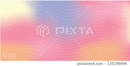 Light Multicolor blue,pink ,white and yellow color with wavy lines. Abstract illustration background with curved lines and gradient.Vector 120298696