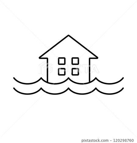 Flooded house icon Flooded house icon 120298760
