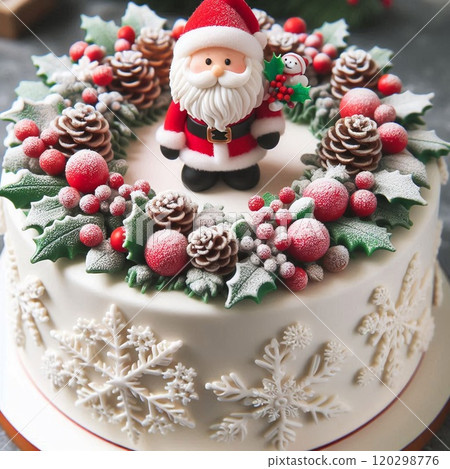 A decorated cake perfect for Christmas dinner 120298776