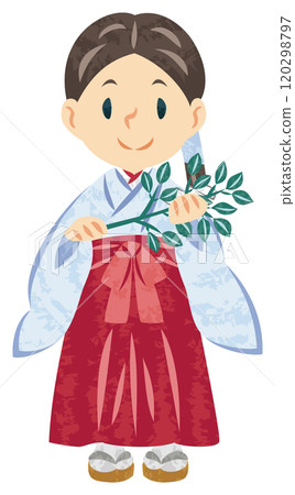Shinto shrine maiden illustration Shinto shrine maiden illustration 120298797