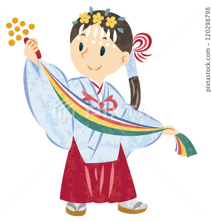 Shinto shrine maiden illustration 120298798