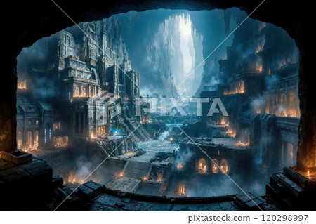 Image of the ruins of an underground city of an advanced civilization AI-generated image Image of the ruins of an underground city of an advanced civilization AI-generated image 120298997