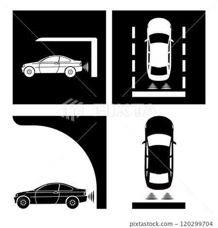 Car parking sensor signal icon Car parking sensor signal icon 120299704