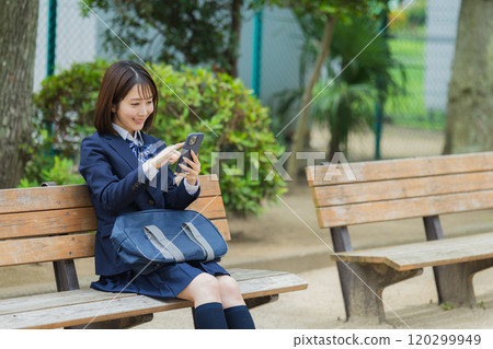High school girl in the park High school girl in the park 120299949