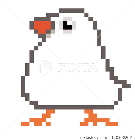 Pixel art Animal illustration Zebra finch White 120300267