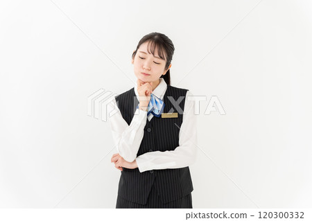 Business woman uniform worries 120300332