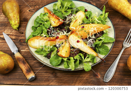 Diet healthy salad on a wooden table. Diet healthy salad on a wooden table. 120300753