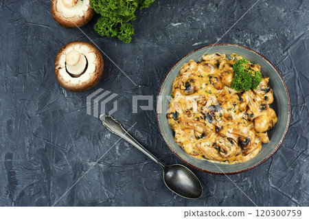 Mushrooms in cream sauce. Mushrooms in cream sauce. 120300759