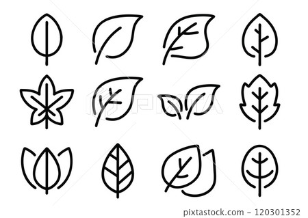 Leaves and branches outline icons pack.Vector illustration 120301352