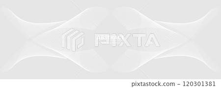 Soft grey modern abstract wide banner with white striped wavy pattern. Soft grey modern abstract wide banner with white striped wavy pattern. 120301381