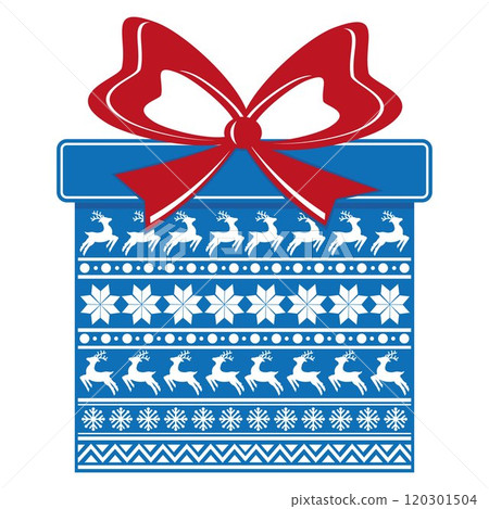 A Christmas gift box. A Christmas gift in a cartoon package. A Christmas gift box. A Christmas gift in a cartoon package. 120301504