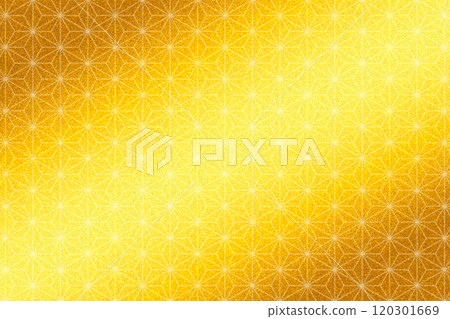 A gold folding screen-like background (yellow gold) with a white hemp leaf pattern combined. Diagonal gradation 120301669